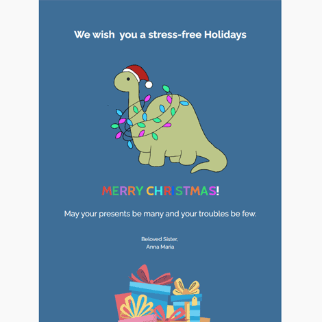 Christmas Dinosaur Blinking Light eCard